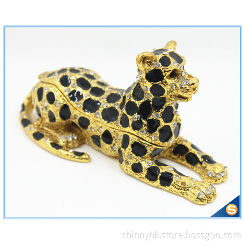 Wholesale Spot Leopard Shape Trinket Box Crystal Metal Trinket Box SCJ294